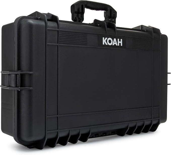 Koah Weatherproof Hard Case with Foam, 28.3 X 16.9 X 7 | Waterproof Polypropylene Hard Case, Customizable Foam Interior, Pressure Relief Valve, Interior 25.4 X 13.7 X 6.4 in
