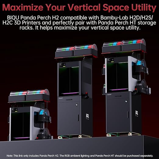 BIQU Panda Perch H2 AMS Holder For AMS/AMS 2 Pro/HT Storage, Delicated Upgrade Storage Racks Compatible with Bambu-Lab H2D/H2S/H2C 3D Printers Industrial-Grade Quality Stand Maximize Vertical Space