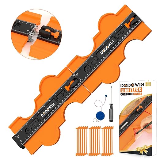 DODOWIN Connectable Contour Gauge with Lock, 20 Inch Profile Duplicator Tool for Tile Flooring, Laminate & Woodworking, Shape Outline Gauge for Irregular Edge Measuring, Practical Tool Gift for Men