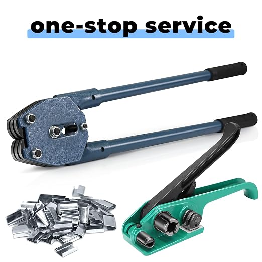 Strapping Sealer/Crimper for 1/2"-3/4" Polypropylene (PP) Polyester Strapping Band Manual Banding Tool with 20.5" Extended Handle (Blue)