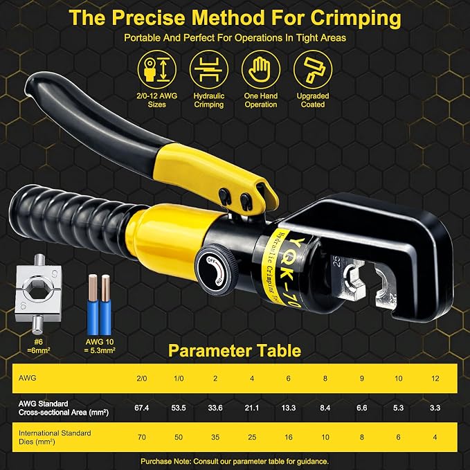Brileine Hydraulic Crimping Tool and Cable Cutter Hydraulic Cable Lug Crimper 10 US TON 12 AWG to 00 (2/0) Electrical Terminal Cable Wire Tool Kit with 9 Die