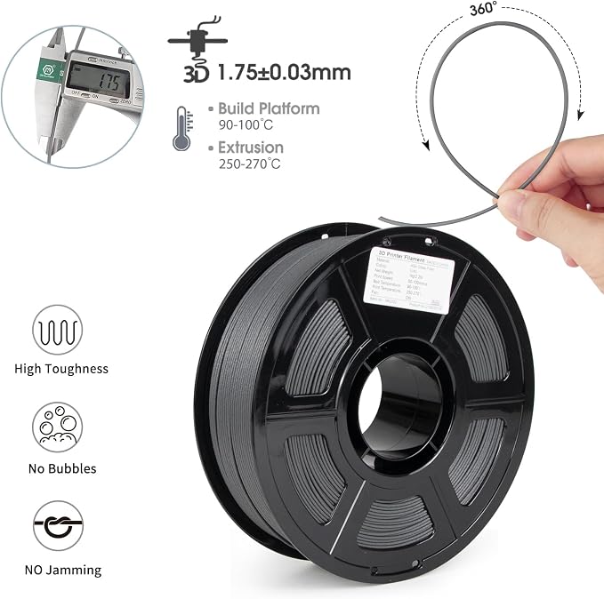 iSANMATE ASA-GF 3D Printer Filament, 10% Glass Fiber Reinforced, Superior Weather & UV Resistance, High Strength & Thermal Stability for Outdoor & High-Impact Applications (1kg, Grey)