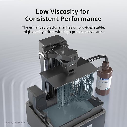 ANYCUBIC Water Washable 3D Printer Resin 2.0, 405nm High Precision 3D Resin, Low Shrinkage Photopolymer Resin for 4K/8K/12K Capable LCD DLP Resin 3D Printer Printing (HD Grey, 1000g)
