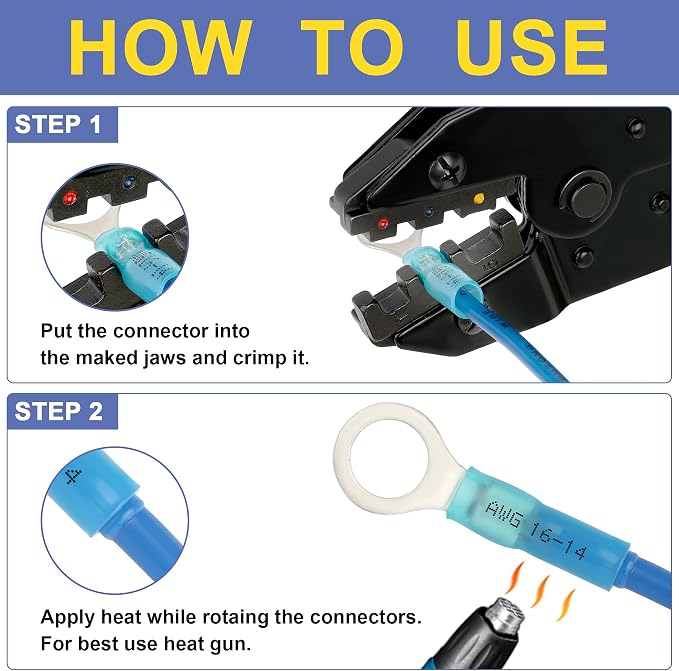 haisstronica Wire Stripper and Crimping Tool Crimping Tool For Heat Shrink Connectors-AWG 22-10