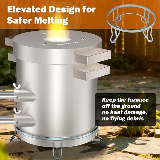 Nelyrho Propane Smelting Furnace Kit – 12kg Crucible, Support Stand, Tongs Included – Stainless Steel Foundry Melting Furnace for at-Home Metal Melting of Aluminum, Gold, Silver, and Copper Scrap