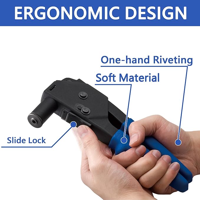 ORXPLUS Tools 90∘Angle Plastic Rivet Hand Gun Kit One Hand Operation w/ 40 Sample Poly Rivets