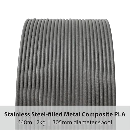 Protopasta Stainless Steel Filled PLA 3D Printer Filament | ProtoPlant Metal-Filled PLA Plastic Printer Filament with 60% Steel | Polish and Patina Friendly Metal Composite Filament | 500g Spool