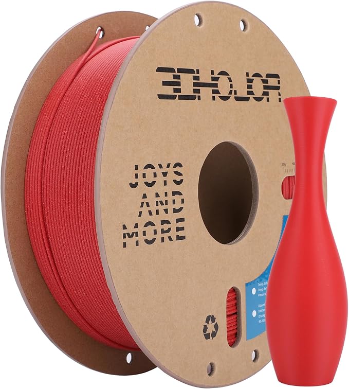 3DHoJor Matte PLA Filament 1.75mm, Upgrade 1kg Cardboard Spool PLA Filament 1.75 PLA 3D Printing Filament, Print with Most 3D Printers 3D Filament-Fire Engine red