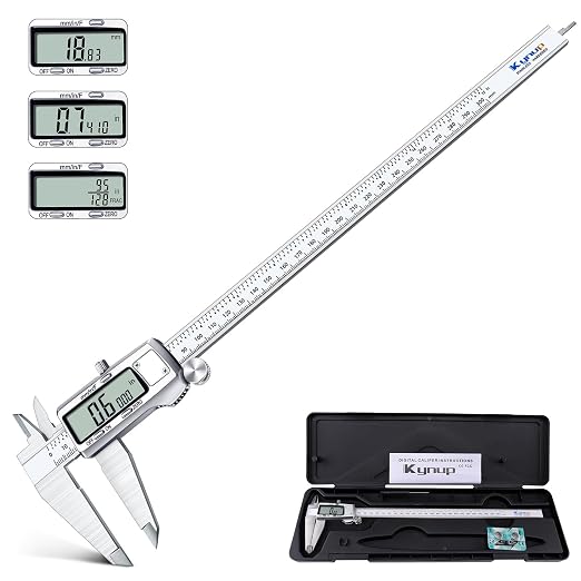 Kynup Digital Caliper 12inch, Caliper Measuring Tool, Micrometer Caliper with Full Turn Off Feature, Stainless Steel, Switch from Inch Metric Fraction (300mm)