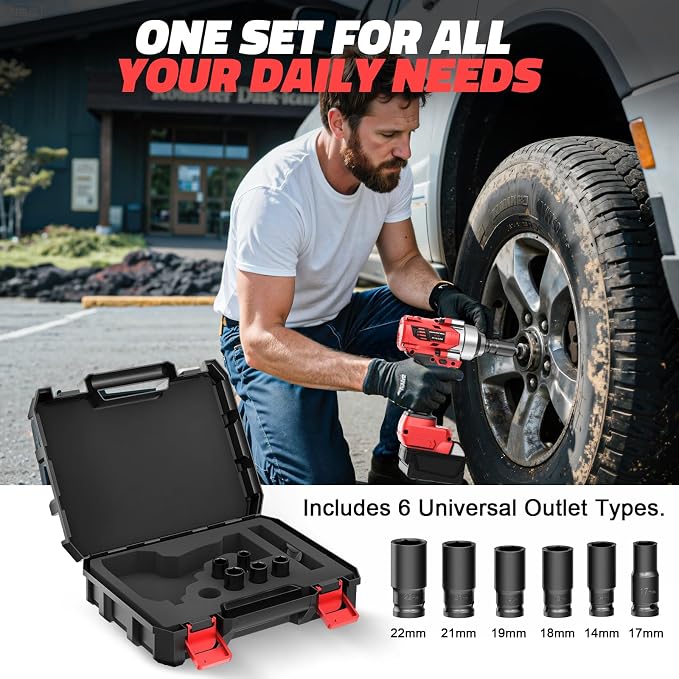 Cerycose Cordless impact Wrench 1/2 inch Compatible with Milwaukee 18v Battery, 750FT-LBS (1000N.m) Brushless Electric Impact Gun with LED Work Light & 6 Sockets, High Torque Impact Driver, Bare Tool