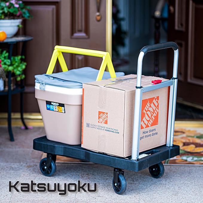 Folding Hand Truck Portable Trolly,Platform Transport Hand cart with 330lbs Capacity Practical handling Tools for Household Industrial Black