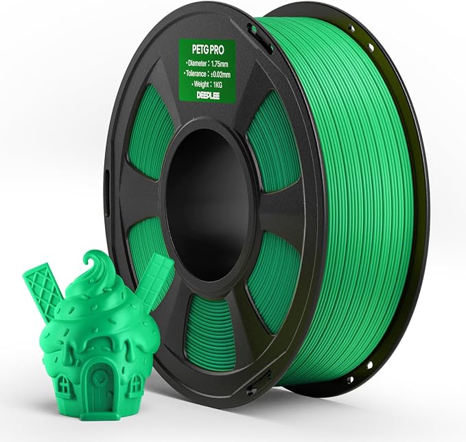 PETG PRO Filament 1.75mm Green 1KG, 1.75mm PETG 3D Printer Filaments Enhanced Toughness and Weather Resistance, Fit for Most FDM 3D Printers