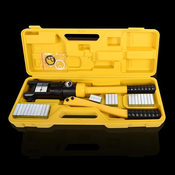 16T Hydraulic Crimping Tool 8AWG-600MCM Cable Crimping Tool 0.87 inch Stroke Hydraulic Lug Crimper Electrical Terminal Crimper with 13 Pairs of Die Sets, YQK-300