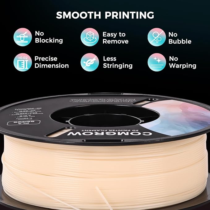 Comgrow 3D Printer Photosensitive Filament Single Color Light Change PLA 1kg (2.2 lbs) Spool 3D Printing Materials, Dimensional Accuracy +/- 0.03 mm, 1.75 mm, Light Change Purple