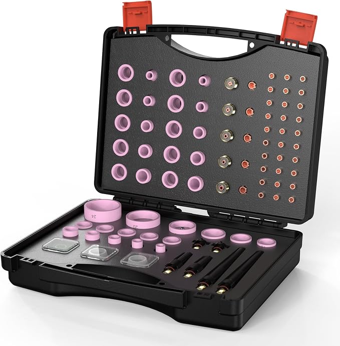 YESWELDER 123 Pcs TIG Welding Torch Stubby Gas Lens Ceramic Cup Kit For WP-17/18/26