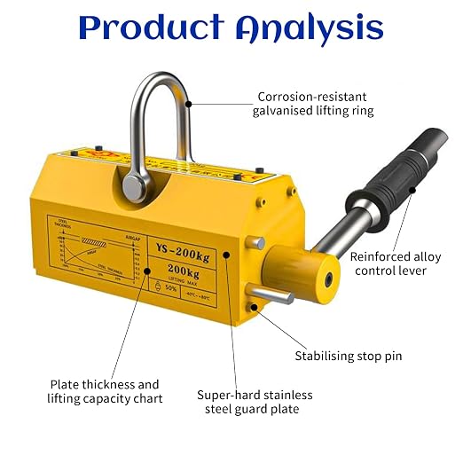 880 lb/400kg Magnetic Lifter, Permanent Magnetic Lifter with Release for Lifting Plate Steel, Board, Used in Shop Crane, Board, Hoist