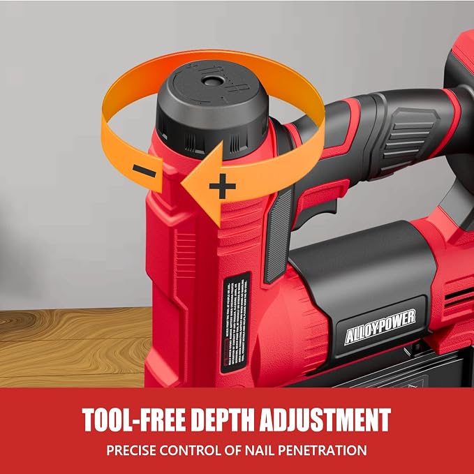 ALLOYPOWER 18 Gauge Nail Gun Battery Powered, 2 in 1 Cordless Brad Nailer/Electric Stapler with 2.0Ah Battery and Charger,1000pcs Nails and 500pcs Staples Included for Home Improvement & Woodworking