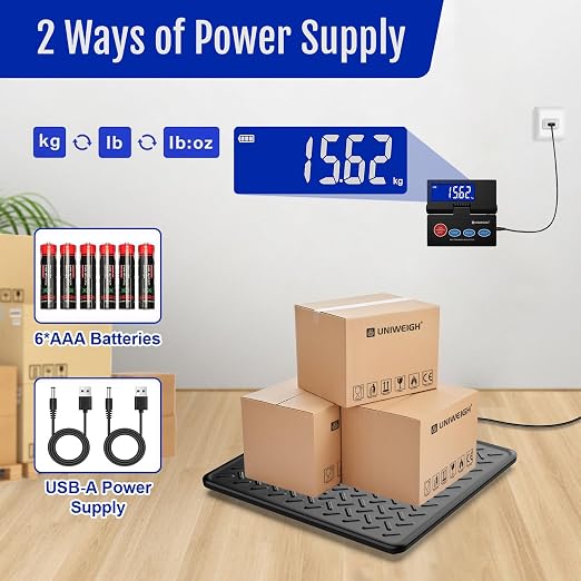 UNIWEIGH 440lb Postal Scale 10g Accuracy Digital Shipping Scale | Postage Scale with Alloy Steel Platform,USB-A/Battery Power,LCD/Tare/Hold/Auto-Off,Mail Scale for Small Business Packages