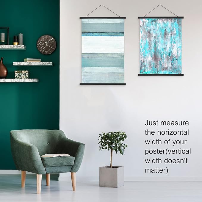 Magnetic Poster Hanger Frame, 32x24 32x48 32x40 Teak Wood Magnet Poster Frame for Posters, Prints, Photos, Pictures, Maps, Scrolls, and Canvas Artwork(Black, 32")