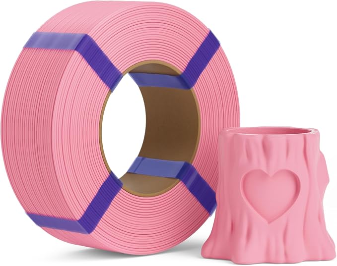 PLA Basic Refill Filament 1.75mm, No Spool 3D Printer Filament, Dimensional Accuracy +/- 0.02mm, Fits for Most FDM 3D Printers, 1KG Pink