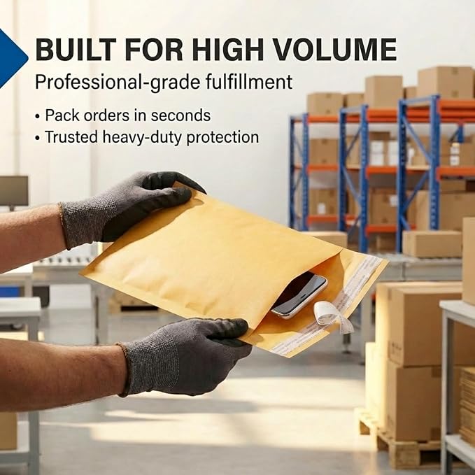 BOX USA 9 1/2 x 14 1/2" Kraft Bubble Mailers (25-Pack) - Brown Padded Envelopes, Self-Seal Shipping Bags for Small Business, Heavy Duty Cushioned Mailing Envelopes for Packaging and Shipping