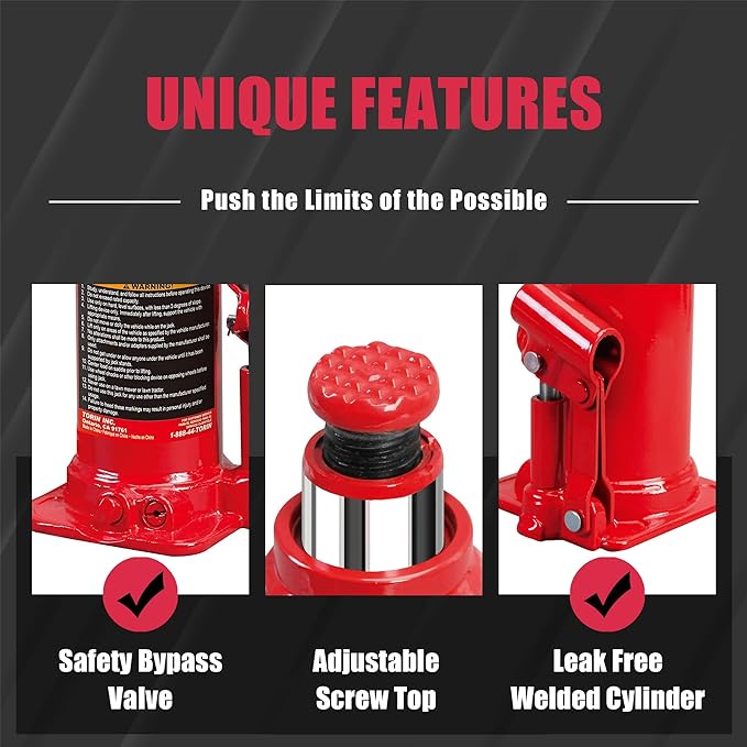 Big Red Hydraulic Bottle Jack with Carrying Case, 20 Ton (40,000 lb) Capacity,T92007S