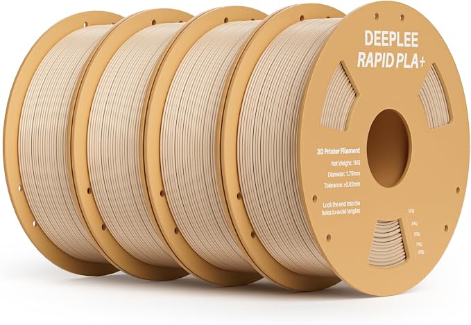 Rapid PLA Plus Filament 1.75mm, High Speed 3D Printer Filament Up to 600mm/s, PLA+ Filament Dimensional Accuracy +/- 0.02 mm Fits Most FDM 3D Printer, Cardboard Spool 4 Pack 1kg Beige