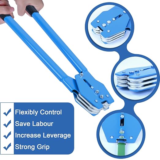 MYFAMIREA Banding Packaging Pallet Strapping Kit Poly Strapping Tensioner Tool, Banding Sealer Tool, 1772 FT Banding, 400 Metal Seals Seals, 200 Packaging Corner, 200 Perforated Wrapping Corner (Blue)