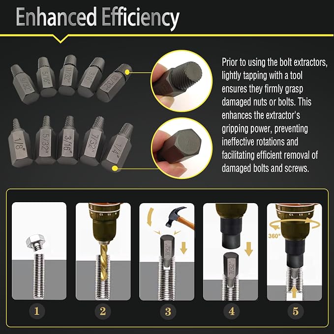40PCS Bolt Screw Extractor Set, Easy Out Bolt Remover Adaptor Kit with Hex Adapter, Knockout Pin, Left Hand Cobalt Drill Bit, Bolt Extractor Removal Tool for Damaged, Studs, Rusted, Screw