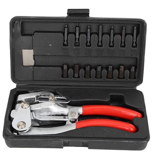 Dioche Handheld Hole Punch Kit – Stainless Steel & Plastic Hole Punch Pliers, Versatile Metal Punching Tool with Adjustable Depth for Leather, Belt, Card