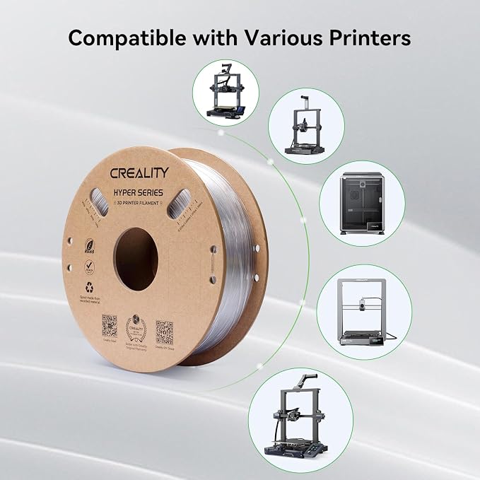 Creality Hyper PETG Filament 1.75mm 2KG, High-Speed PETG for 30–600mm/s Printing, Low Stringing, Strong Layer Adhesion, +/- 0.03mm Accuracy(Black & White 2-Pack)