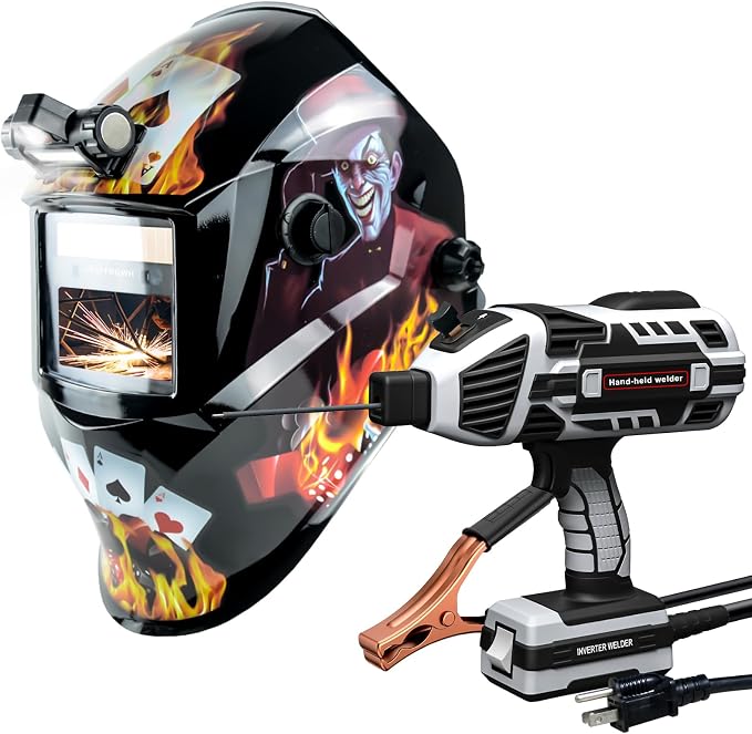 TRQWH Portable Welder Machine 110V ARC Handheld Welder & Auto Darkening Welding Helmet