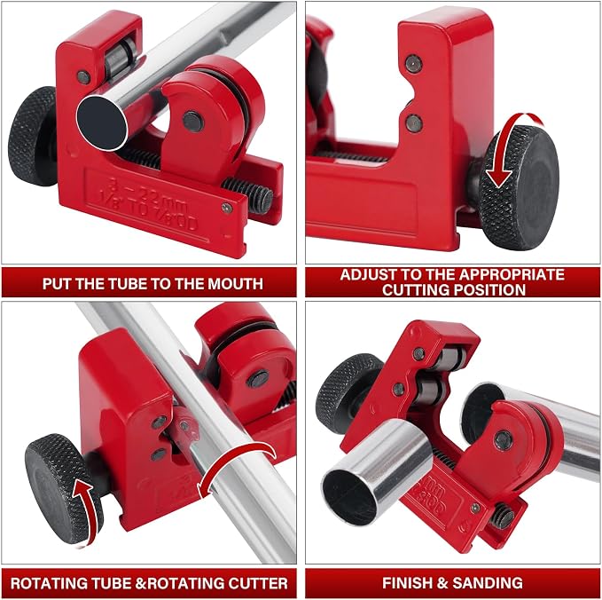 4-1 Tubing Cutter Set, Heavy Duty Pipe Cutter 1/4"-2" OD, Mini Pipe Cutter 1/8"-7/8"OD, Mini Copper Pipe Cutter with Deburring Tool, PVC/Aluminium/Plastc Pipes, Suitable for repair & DIY workers
