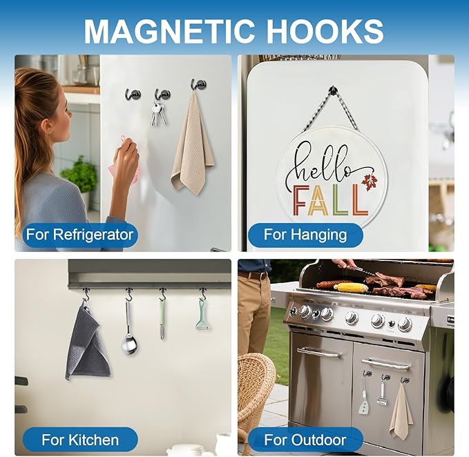 LOVIMAG Magnetic Hooks, Cruise Essentials 2026, 12 Pack-30LBS | Heavy Duty Strong Magnet Hook for Cruise Cabin, Refrigerator Fridge, Ship, Classroom, Kitchen Grills, Black