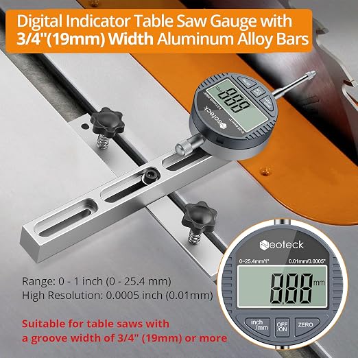 Neoteck 1" Digital Indicator Table Saw Gauge + 1" Digital Indicator Set