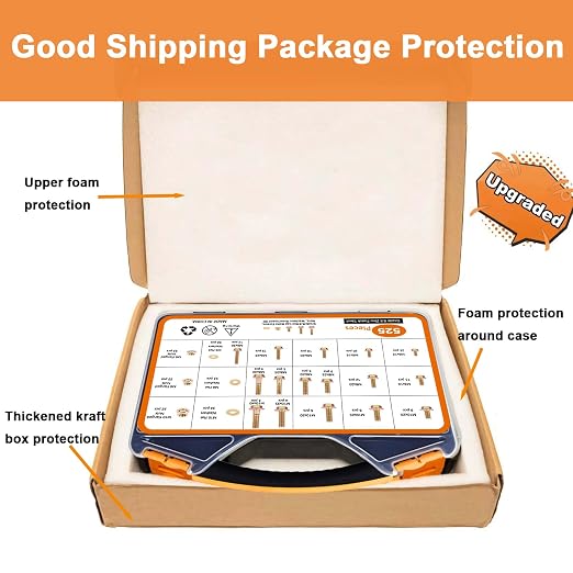 525PCS Metric Flanged Bolts and Nuts Kit, Grade 8.8 M6 M8 M10 Hex Flange Head Metric Bolts Screws Assortment, Automotive Grade Metric Bolts with Handy Storage Case