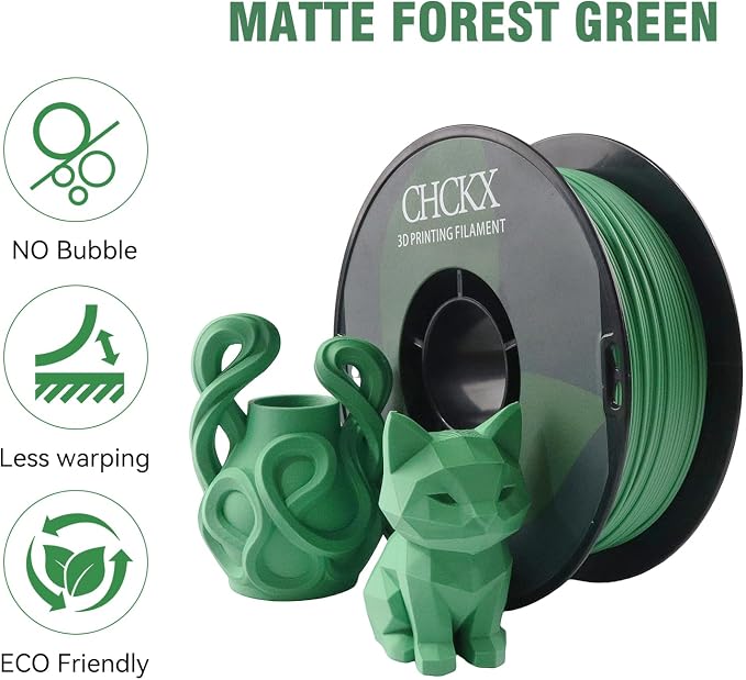 Matte PLA 3D Printer Filament, 1KG Spool(2.2lbs) 1.75mm PLA Gradient Filament for Most FDM 3D Printers,Forest Green