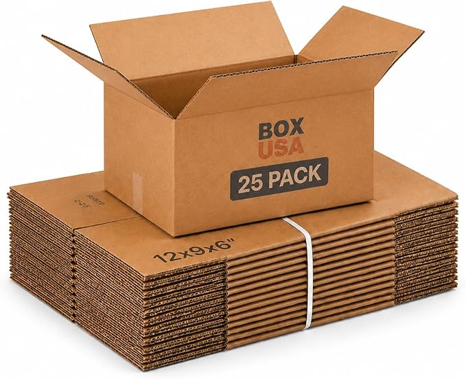 BOX USA Shipping Boxes 12"L x 9"W x 6"H, 25-Pack Small Corrugated Cardboard Boxes for Shipping, Mailing, Packing, Packaging and Storage