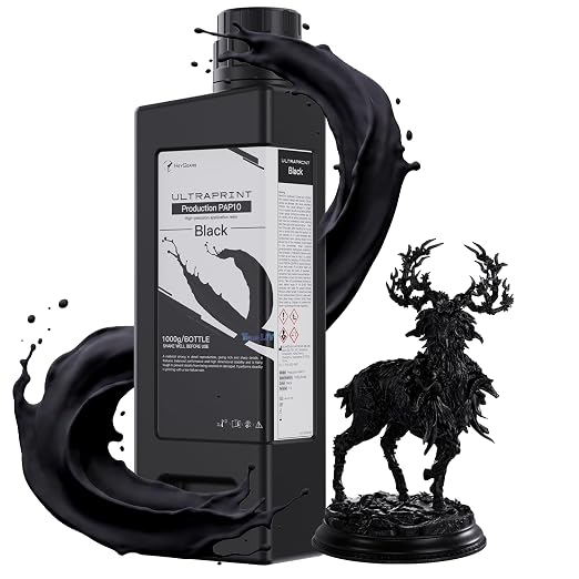 PAP10 3D Printer Resin, UltraPrint Production Precision with Smallest Detail and Higher Sharpness, Compatible with Reflex RS & RS Turbo & Reflex & Reflex Turbo (Black, 1KG)
