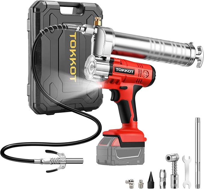 Cordless Electric Grease Gun for Milwaukee M18 18V Battery,12000 PSI Heavy Duty Grease Gun with LED,12" Flexible Hose & 8 Grease Couplers for Car Truck ATV Farm Equipment Lubrication, Tool Only