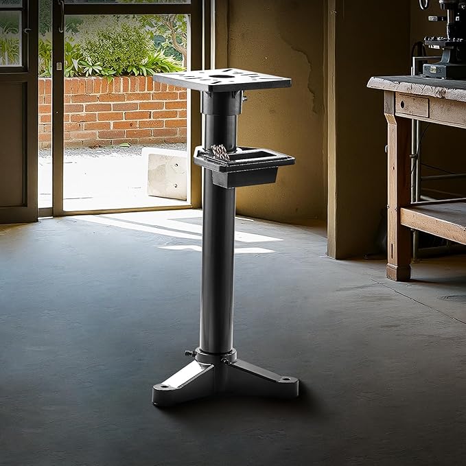 VEVOR Bench Grinder Stand, Heavy-Duty Bench Grinder and Vise Floor Pedestal with 10.6" x 10.6" Mounting Plate, Pre-Cut Mounting Slots & Water Pot, Compatible with Most Bench Grinders
