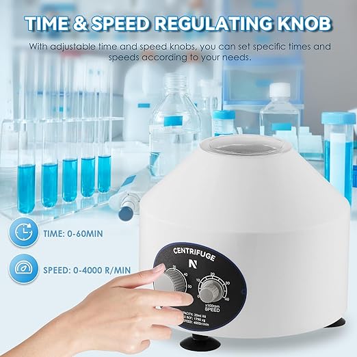 NEWTRY Electric Centrifuge Machine Desktop Lab Benchtop Centrifuges with Timer & Speed Control 4000rpm Capacity 20ml×6 800D 110V US Plug, 60HZ