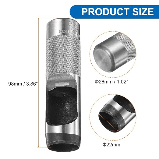 HARFINGTON 2pcs Leather Round Hole Punch, 22mm Hollow Hole Puncher Cutter Carbon Steel Circle Hole Punching Cutting Tool for Belt/DIY Leather Craft