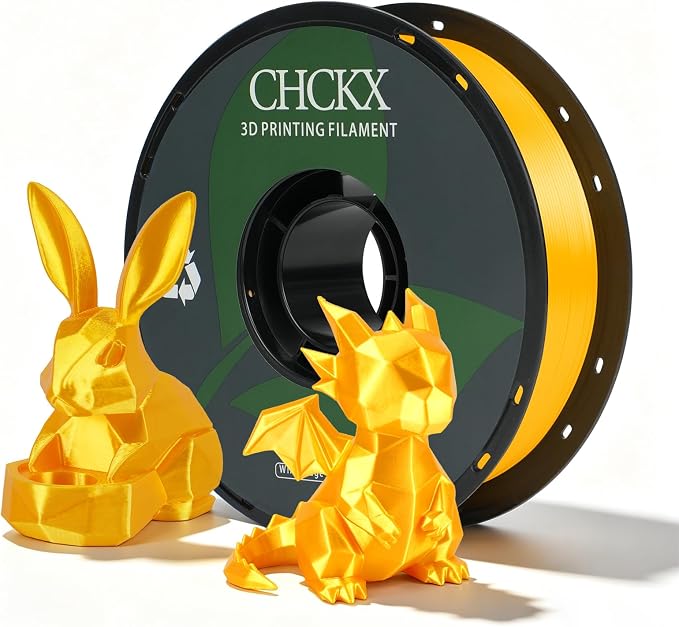 Silk Bright Gold PLA 3D Printer Filament, 1.75mm, 1KG Spool(2.2lbs), Dimensional Accuracy +/- 0.03mm ，Silk Bright Gold