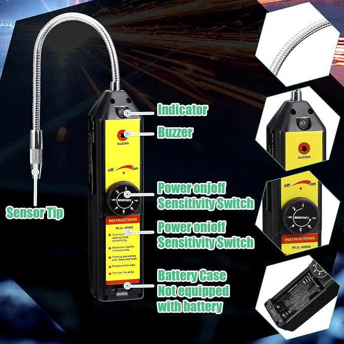 AC Vacuum Pump and Gauge Set kit 3.5CFM 1/4 HP for HVAC R134a R410a R12 R22 Mini Split Manifold Gauge AC Recharge with Leak Detector Tool Can Taps Quick Coupler Adapter Glasses Carry Bag
