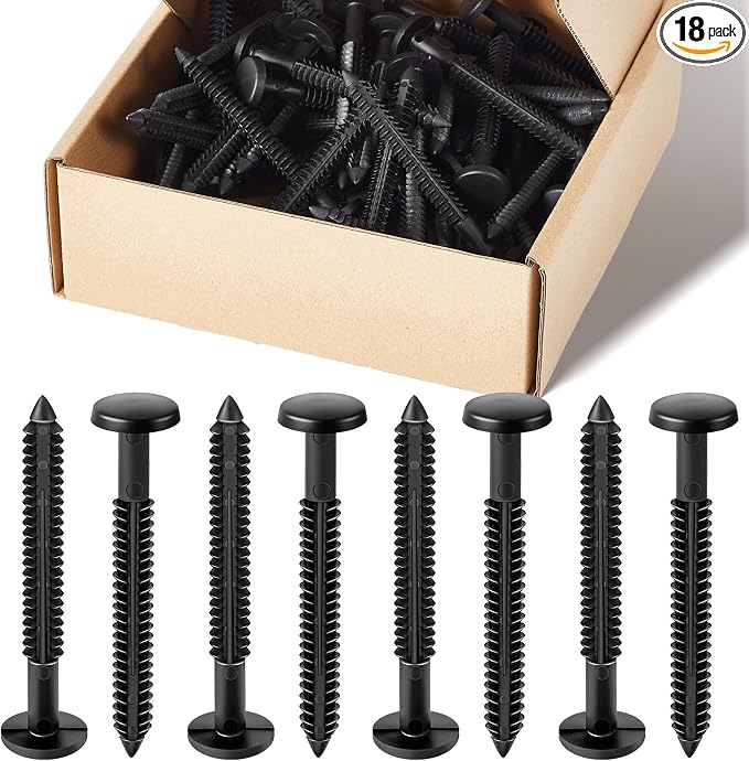Blulu 18 Pcs 3 Inch Vinyl Shutter Fastener Window Panel Peg Lok Pin Pegs Screws Shutter Spikes Anchor (Black)
