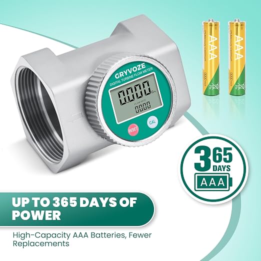 Waterproof 3 Inch Water Flow Meter, 16-343 GPM Digital NPT Flowmeter with EMI Protection for Diesel, Gasoline, Pool, Hydrant, Fire Truck and Oil Tanker, ±1% Accuracy