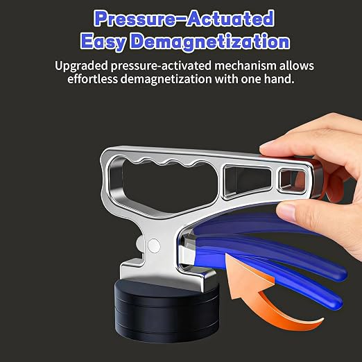 Magnetic Pickup Tool, Heavy Duty Manual Lifting Magnet with Quick Release, Magnet Pickup Tool with Ergonomic Handle for Iron Plate for Iron Plate,Tool Steel,Laser Cutting