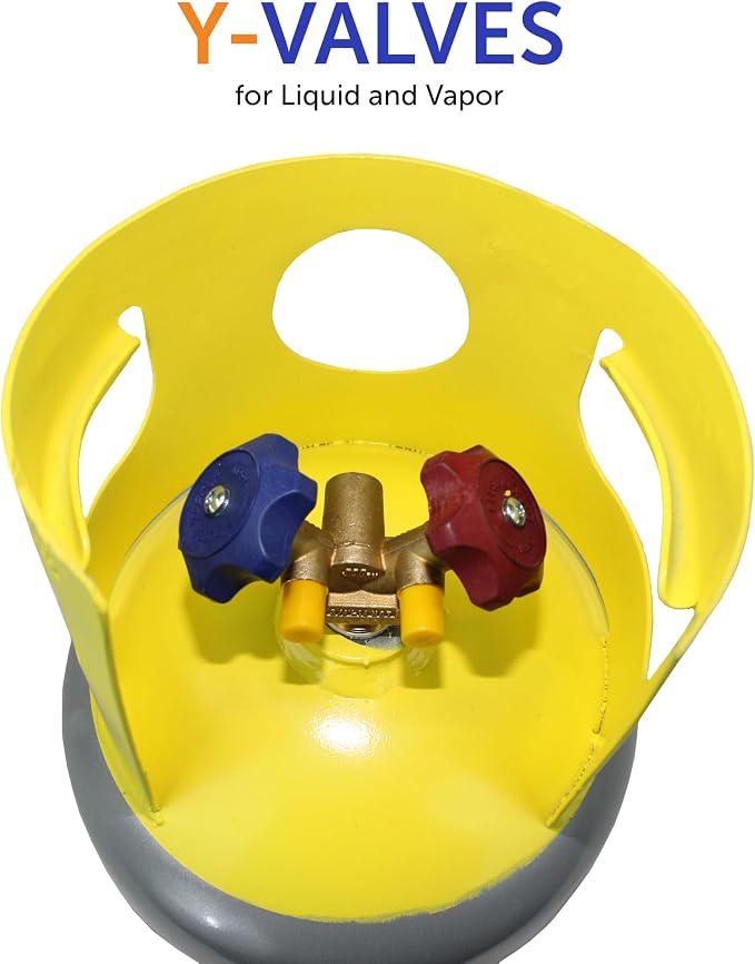 Flame King 30LB A2L Refrigerant Recovery Cylinder Tank, 400 PSI, Dual Y-Valve Liquid/Vapor, Heavy-Duty Steel, HVAC Recovery & Storage