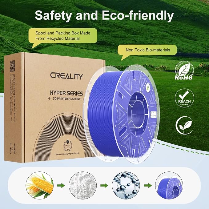 Creality Hyper PLA Filament 1.75mm, RFID 3D Printer Filament for High Speed 30-600mm/s, PLA Filament Support CFS, Fits for K2 Plus Combo and Most 3D Printers 1kg(2.2lbs)/Spool